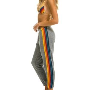 Aviator Nation Rainbow Stripe Sweatpants Gray XS